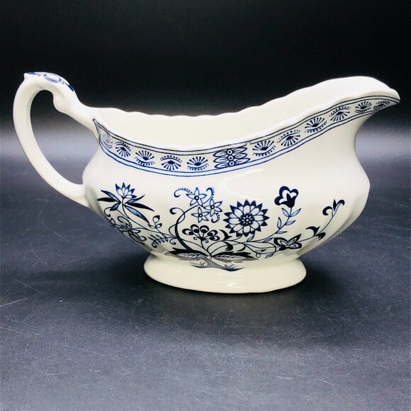 Vintage 60s Classic JG Meakin England BLUE NORDIC Sauce Gravy Boat - Picture 2 of 11